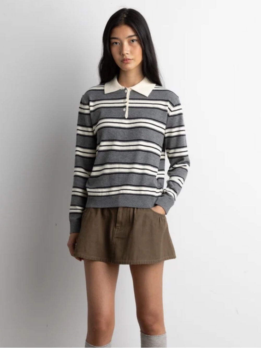 OAK + FORT | Striped Collar Sweater